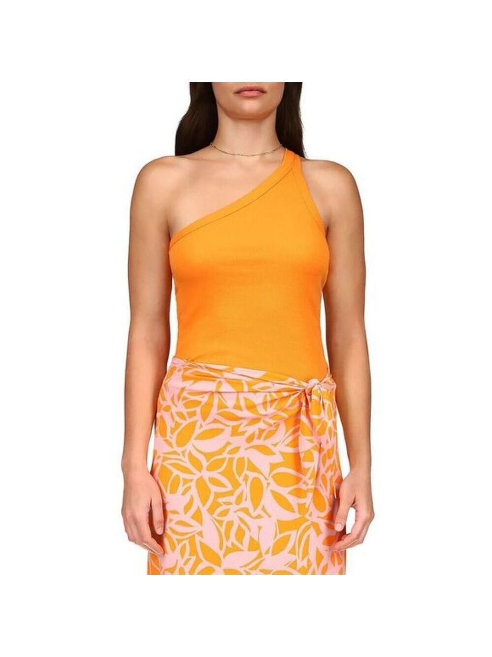 NWT Sanctuary Women's‎ Orange Ribbed Knit One Shoulder Tank Top Shirt Size XL